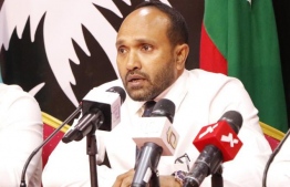 Dr. Mohamed Jameel Ahmed speaking at a press conference held by PPM last night -- Photo: PPM