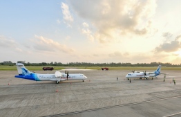 The recently acquired ATR aircraft to Maldivian; the airline will bring a third ATR aircraft sometime during late January 2023-- Photo: Fayaz Moosa | Mihaaru