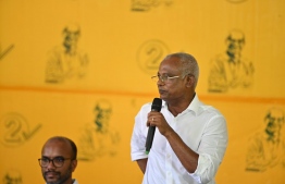 President Ibrahim Mohamed Solih speaking at his campaign trail to Gaafu Dhaal Thinadhoo on 22nd January 2023 --