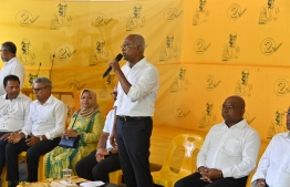 President Ibrahim Mohamed Solih speaking at his campaign trail to Gaafu Dhaal Thinadhoo --