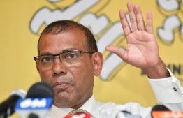 MDP President and Parliament Speaker Mohamed Nasheed speaks to the press during the presidential primary campaign: MDP has said that the election held with 39,000 members removed from the register is invalid -- Photo: Mihaaru Photos