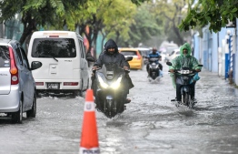 Ameenee Magu Flooding due to heavy rain: The Southwest Monsoon has begun yesterday for the Maldives -- Photo: Nishan Ali