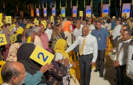 President Ibrahim Mohamed Solih at the rally held in Addu City to close his campaign on 26th January 2023.