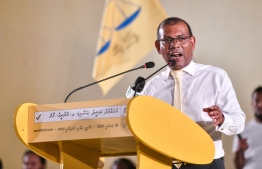 Parliament Speaker Mohamed Nasheed speaking at campaign eveny held in Artificial Beach on January 26, 2023 -- Photo: