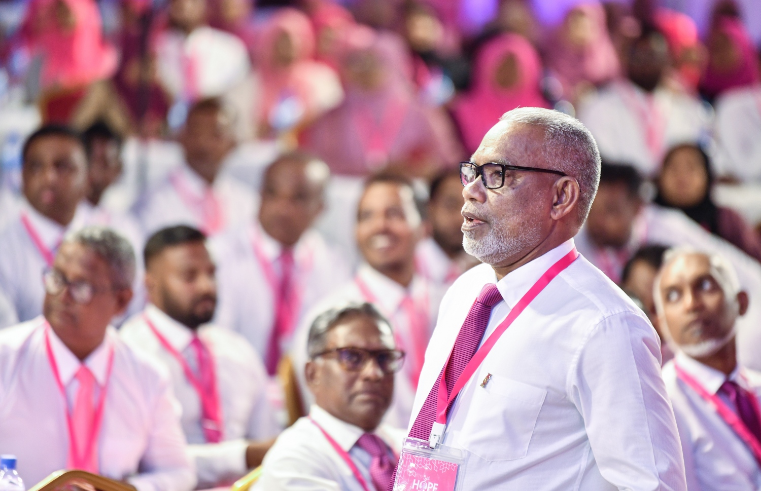 މިއަދު ދަރުބާރުގޭގައި އިދިކޮޅުން ފެށި ތިން ދުވަހުގެ "ހޯޕް" ކޮންފަރެންސްގައި ޕީއެންސީގެ ރައީސް އަބްދުއްރަހީމް އަބްދުﷲ -- ފޮޓޯ: ފަޔާޒު މޫސާ/މިިހާރު