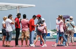 A few tourists on an island hopping excursion in Male' City; these travelers arrived at the country's capital on a cruise liner. The Maldives expects an increment in the guest arrivals coming via cruise liners this year.