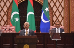 President Ibrahim Mohamed Solih delivering his presidential address at the Maldives Parliament today -- Photo: Parliament