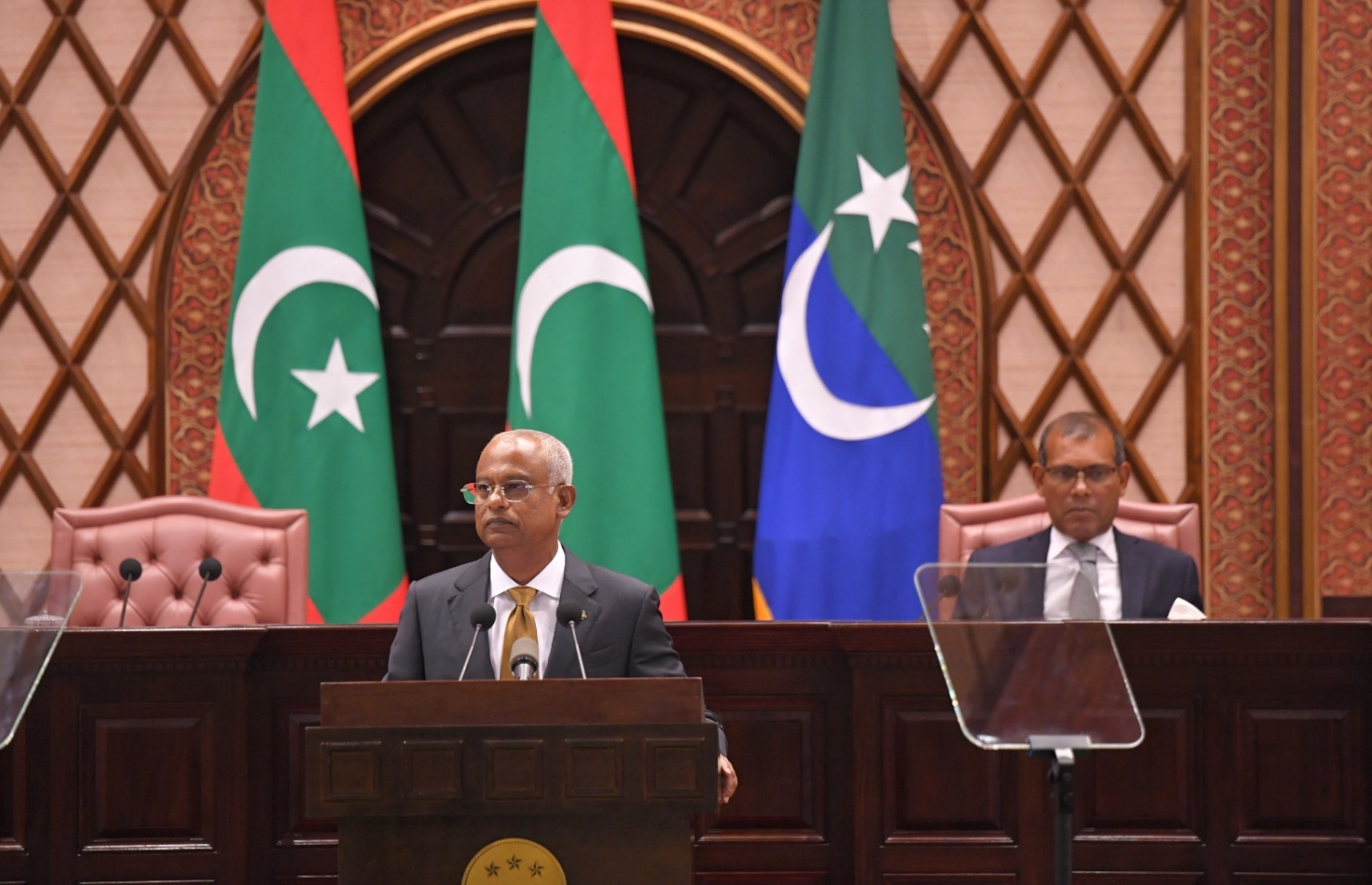 ރައީސް އިބްރާހިމް މުހައްމަދު ސޯލިހު މިއަދު ހެނދުނު މި އަހަރުގެ ރިޔާސީ ބަޔާން ދެއްވަނީ -- ފޮޓޯ: ރައީސް އޮފީސް