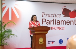 Hinnavaru MP Jeehan Mahmood speaks at the Practice Parliament for Women -- Photo: Parliament