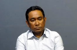 (FILR) Former President Abdulla Yameen at a court hearing on February 21, 2023: Yameen was sentenced to 11 years in prison in December 2022.