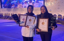 MNU Faculty of Hospitality and Tourism's lecturer Alma Aleel (R) and student Mariyam Hashma Samir (L) won the Mentor Award and Best Ambassador Award respectively, at this year's Young Chef Olympiad making it the first-ever win for the Maldives--
