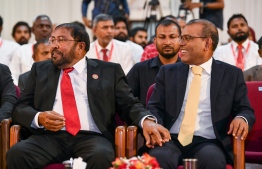 Jumhoory Party (JP) leader Qasim Ibrahim (L) with Parliament Speaker Mohamed Nasheed-- Photo: Mihaaru