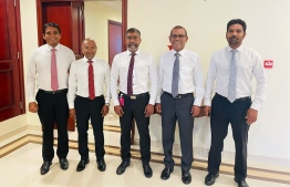 Parliament speaker and former president Mohamed Nasheed and other close MDP associates after the meeting with Qasim's representative and advisor Ilham