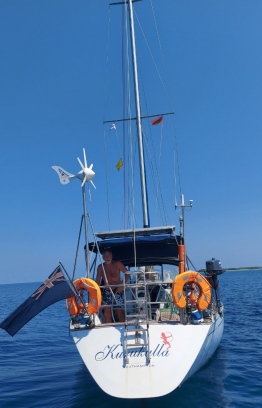 John Hollidge on his yacht, Kurukulla --