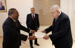Non-resident Ambassador of Maldives to the State of Palestine presents credentials to Palestinian President: This is the first time the Maldives has presented a letter of credence to a Palestinian President -- Photo: Ministry of Foreign Affairs