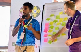 Participants of the workshop presenting their findings and suggestions -- Photo: The Scout Association of Maldives