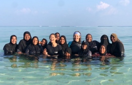 A Snorkelling session held for women and girls of Haa Dhaalu atoll Makunudhoo -- Photo: Manta Trust