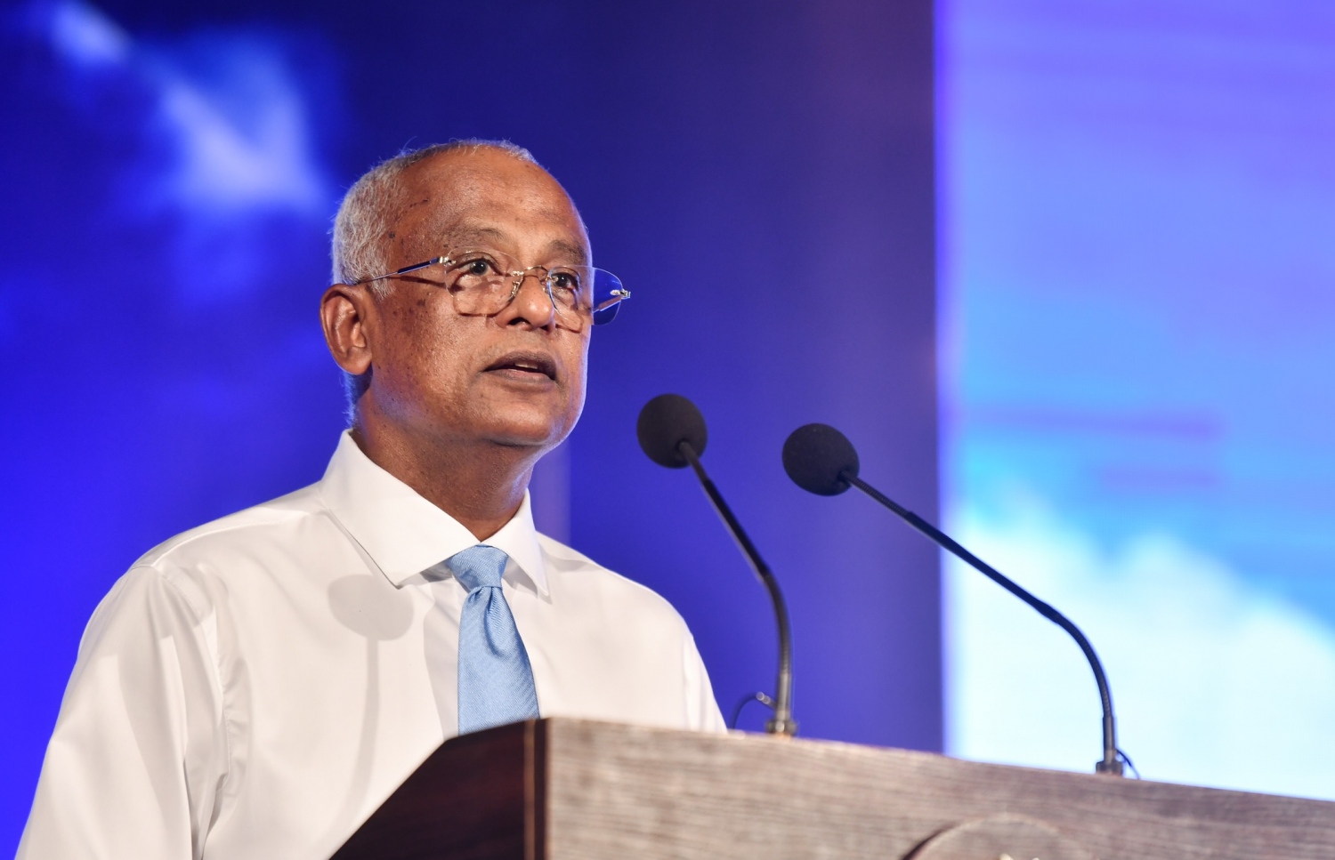 ރައީސް އިބްރާހިމް މުހައްމަދު ސޯލިހު ފަރެސްމާތޮޑާ އެއާޕޯޓު ހުޅުވުމުގެ ރަސްމިއްޔާތުގައި ވާހަކަފުޅު ދައްކަވަނީ -- ފޮޓޯ: ނިޝާން އަލީ/ މިހާރު