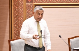 Minister of National Planning and Infrastructure Mohamed Aslam speaking in the Parliament -- Photo: Parliament