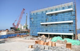 WAMCO's waste transfer station office building under construction in the Malé Industrial Zone: The facility will be opened in July -- Photo: Nishan Ali