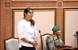 Defence minister Mariya Ahmed Didi speaking at a parliament session -- Photo: Parliament