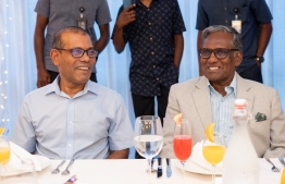 Former President Mohamed Nasheed and his then Vice President and later President Mohamed Waheed during the iftar dinner hosted by the Saudi Ambassador -- Photo: Parliament