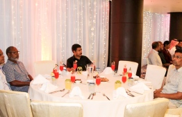 Vice Chief of Defense Force Abdul Raheem (Center), Commissioner General of Customs Abdulla Shareef and other MNDF officers attending the Iftar dinner hosted by the Saudi Ambassador