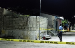 Alleged murder victim's house in N. Manadhoo closed off while the police investigate the scene--