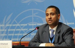 GENEVA, SWITZERLAND - MARCH 16: UN special rapporteur on the human rights situation in Iran, Ahmed Shaheed speaks at UN Human Rights Council in Geneva, Switzerland, on March 16, 2015. (Photo by Fatih Erel/Anadolu Agency/Getty Images)