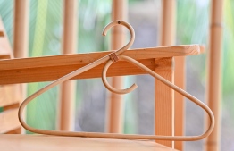 Bamboo hangers used in Ecoboo: The hotel uses glass water bottles instead of plastic bottles -- Photo: Fayaaz Moosa