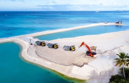 Machinery and heavy-duty vehicles mobilized to the project site for Addu City land reclamation project-- Photo: Addu City Council