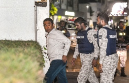 (FILE) Former President Abdulla Yameen being summoned to the Supreme Court on May 15, 2023: shortly after Dr. Muizzu was confirmed as the next president of Maldives, Yameen's legal team requested he be released and all charges pressed against him be dropped -- Photo: Nishan Ali