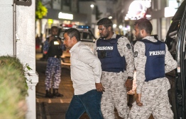 (FILE) Former President Abdulla Yameen being escorted toSupreme Court on May 15, 2023 -- Photo: Nishan Ali / Mihaaru