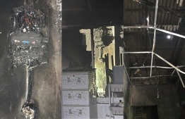 The Hitadhoo residence sustained heavy damage due to the fire breaking out on Saturday midnight-- Photo: Addu City Council