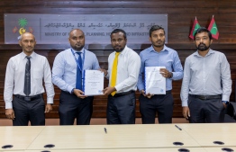 The ceremony held to sign the contract to develop housing flats in Shaviyani atoll Komandoo -- Photo: Planning Ministry