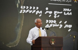 President Ibrahim Mohamed Solih officially inaugurates the mega-scale land reclamation project in Addu City-- Photo: President's Office