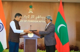 Maldives and India signed on 10 High-Impact Community Development project agreements, which is funded through the USD 100 million line of credit extended by the Indian government-- Photo: Ministry of Foreign Affairs