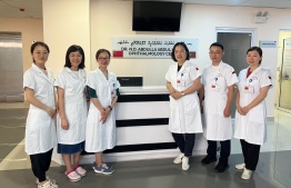 Chinese eye specialists at the  Dr. N D Abdulla abdul Hakeem Ophthalmology Center -- Photo: Chinese Embassy
