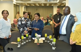 First Lady Fazna Ahmed launches the mental health helpline for students. -- Photo: President's Office