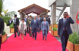 Seychelles President Wavel Ramkalawan and First Lady Linda Ramkalawan at the Velana International Airport; the presidential couple concluded their six-day visit and departed to Seychelles on Friday, June 16-- Photo: President's Office
