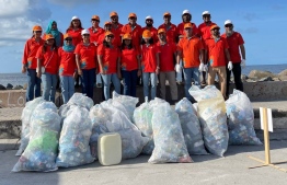 Several government offices, state-owned enterprises, tourist resorts and other business organizations such as Dhiraagu are taking part in the 12-hour long nationwide clean-up event-- Photo: Twitter