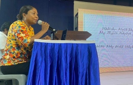 JSC President Hisan Hassan speaks during the meeting held to formulate the manifesto of Maldivian Democratic Party (MDP)-- Photo: MDP