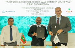 During the signing ceremony held between World Bank and Maldives government; the bank extended a grant worth MVR 1 billion towards the improvement of Maldives fisheries sector, SOEs and SMEs-- Photo: World Bank