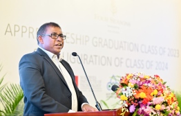 Minister of Tourism Dr. Abdulla Mausoom speaking at the ceremony -- Photo: Nishan Ali