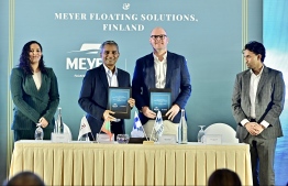 Meyer Floating Solutions and HRIM sign agreement to develop luxury villas in the Maldives. -- Photo: Nishan Ali