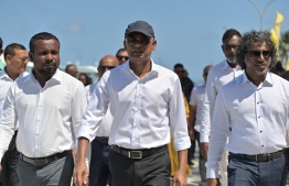 President Mohamed Solih greets the residents of Shaviyani atoll Komandoo on his campaign tour to the atoll -- Photo: President's Office