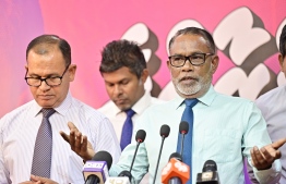 PNC Chairperson and Special Advisor to President Abdul Raheem Abdulla; the leader of PPM/PNC coalition's activities alleged Dr. Jameel was exploiting former President Abdulla Yameen's current vulnerabilities-- Photo: Mihaaru