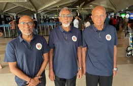 Hassan Habeeb, Huraa Abdul Sattar and Ahmed Latheef who were on the first Maldivian team to participate in an international tournament