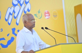 President Ibrahim Mohamed Solih at a campaign rally held in Meemu atoll Muli-- Photo: MDP
