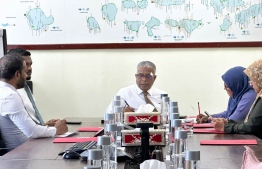 State Minister of Ministry of National Planning, Housing, and Infrastructure (MNPHI) Akram Kamaluddin along with other members of the Housing Committee reviewing complaints to the interim housing list-- Photo: MNPHI